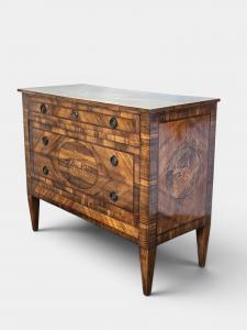 Late 19th century veneered and inlaid chest of drawers